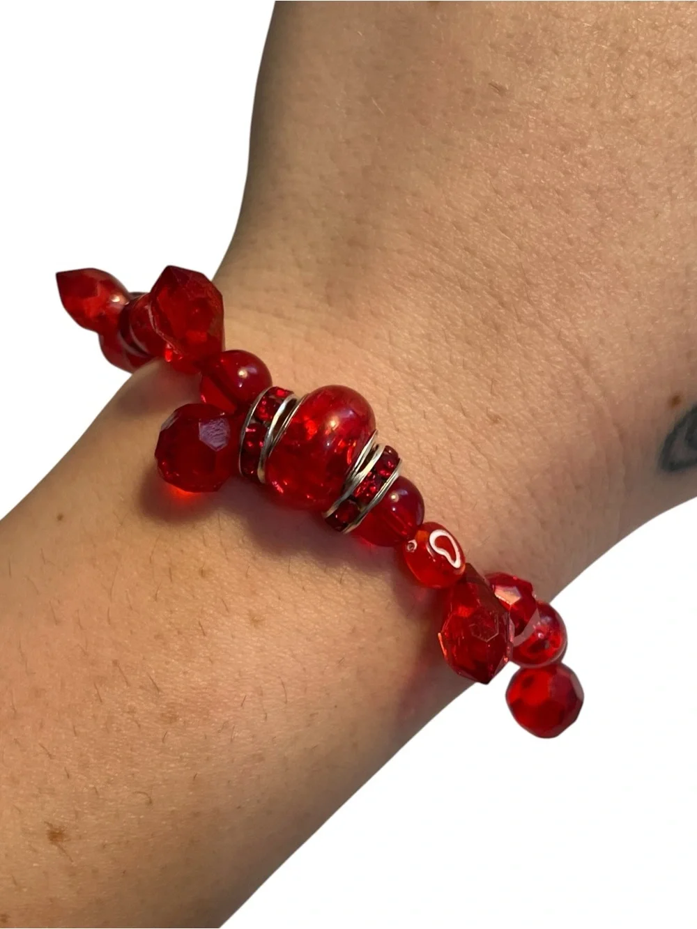 🍭5 for $20🍭 Red Acrylic Crystal Beaded Stretch Bracelet CC M